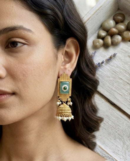 Mint Daisy Jhumkis