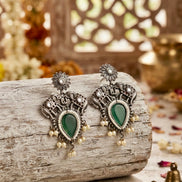 Airavat Jade Silver Danglers
