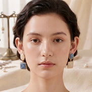 Mismatched Geometric Resin Drop Earrings.
