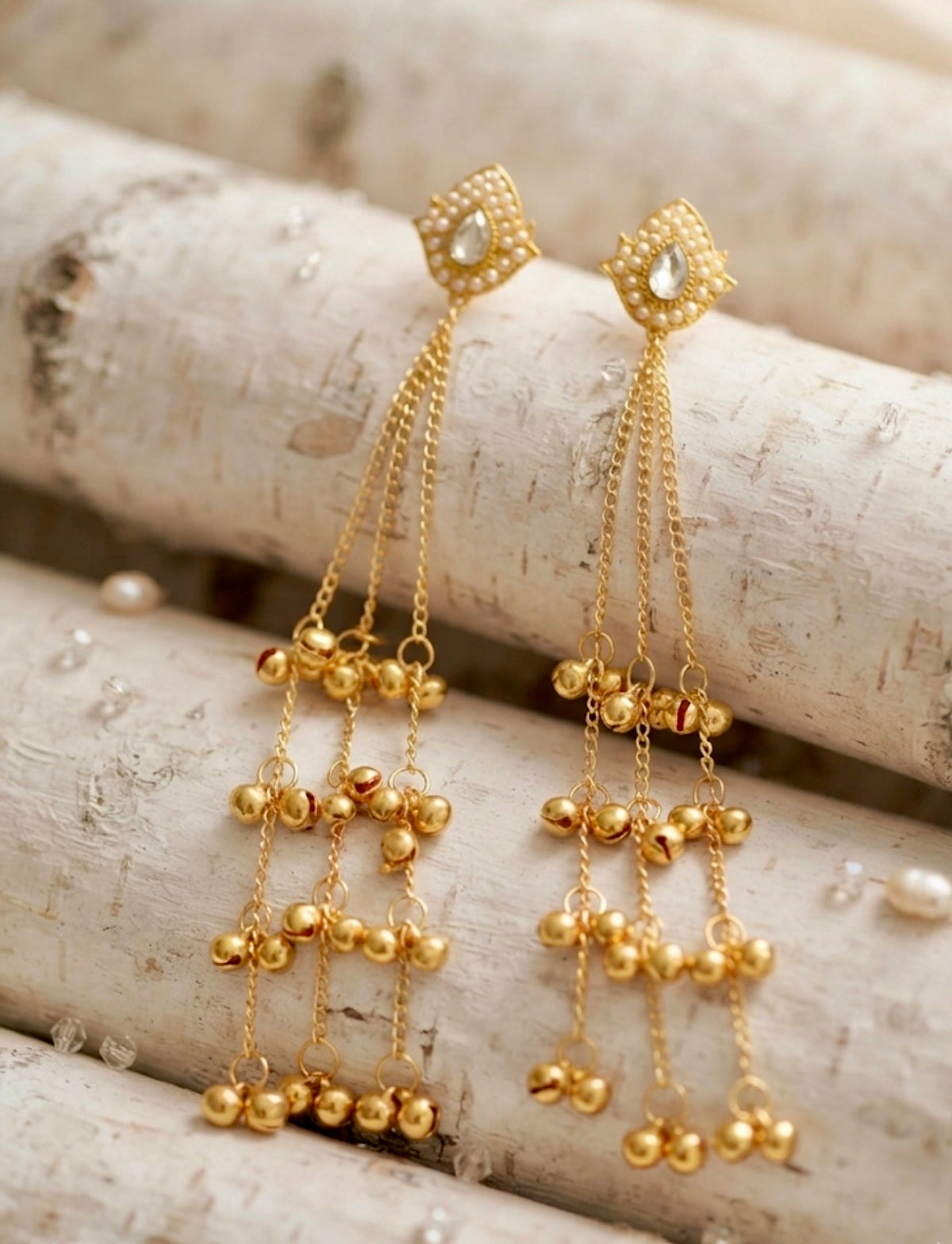 Zehra Pearl Lotus KASHMIRI Earring