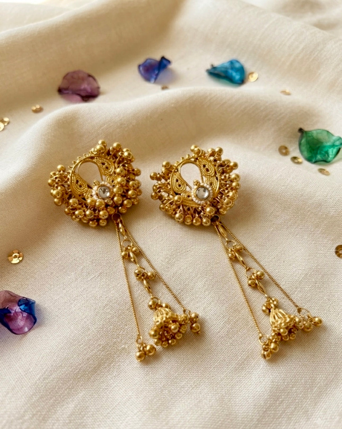 Golden Dewdrop KASHMIRI Jhumkas