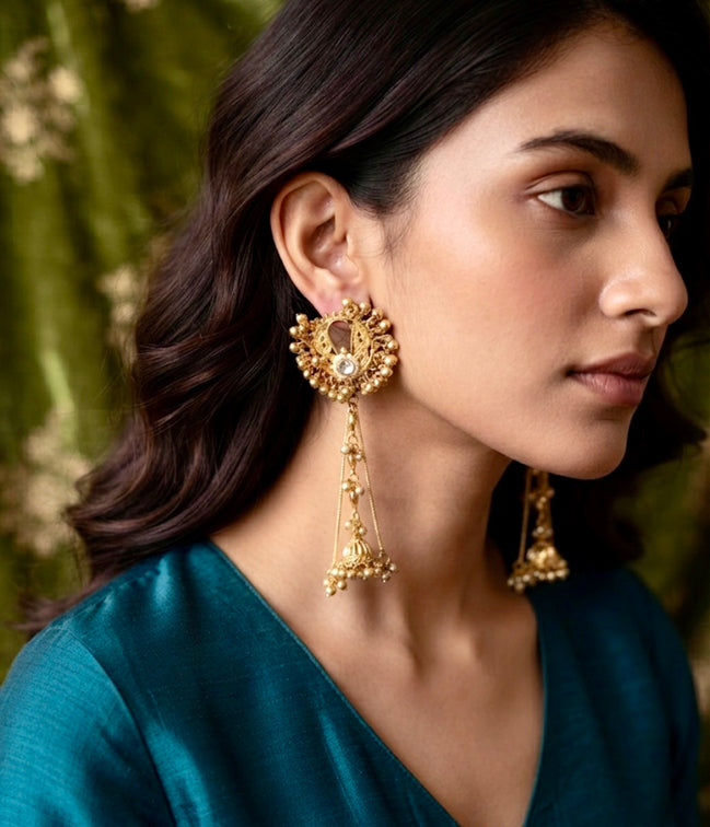 Golden Dewdrop KASHMIRI Jhumkas