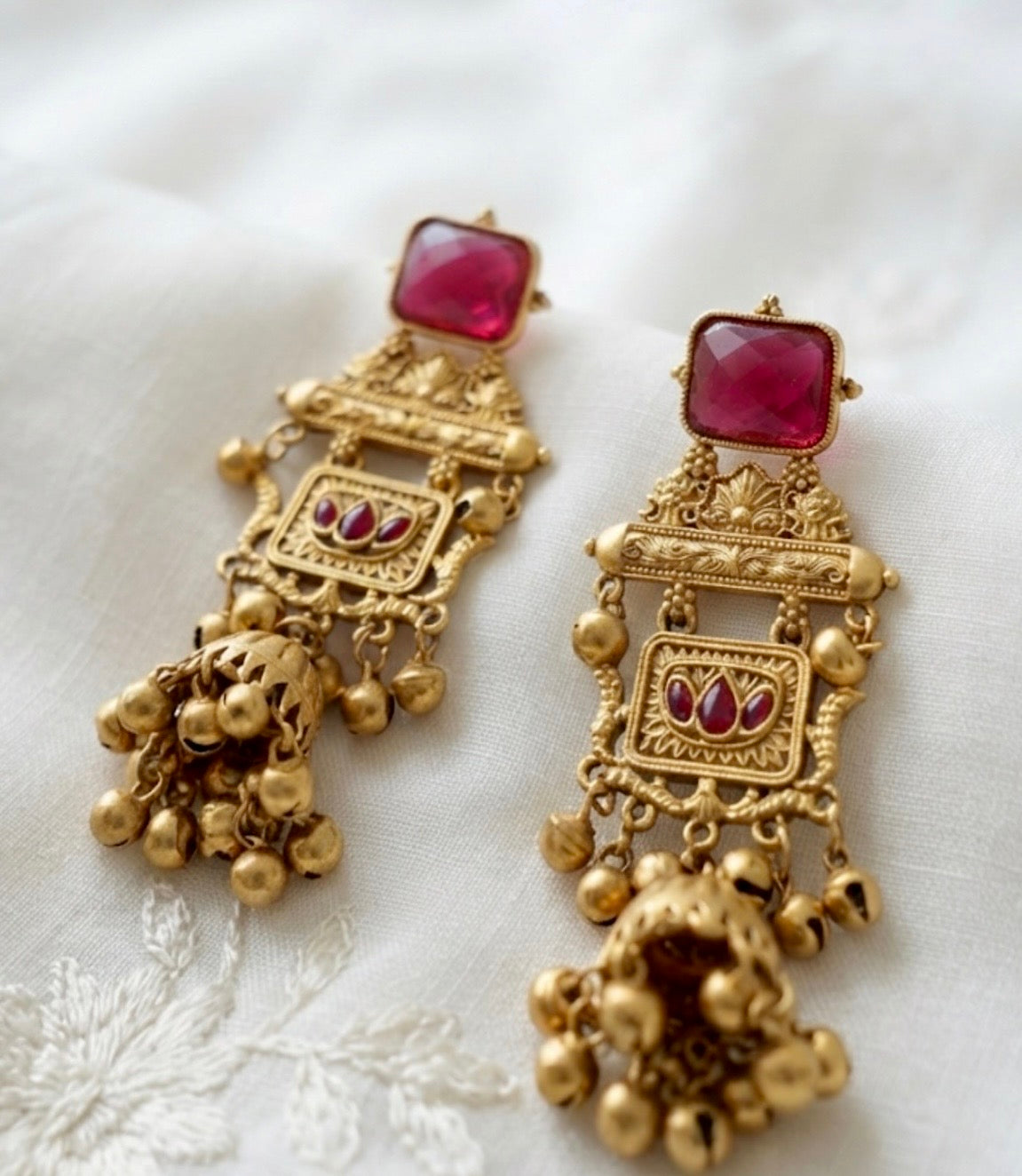 Ruby Heritage Mahal Statement Jhumkas