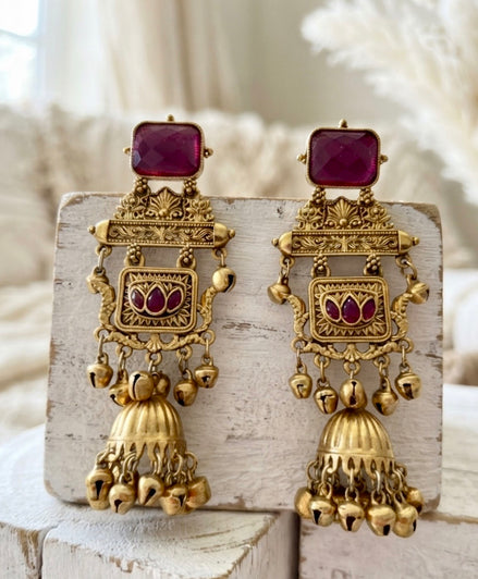 Ruby Heritage Mahal Statement Jhumkas