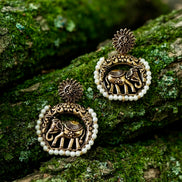 Gajraj Pearl Halo Statement Dangler Earrings