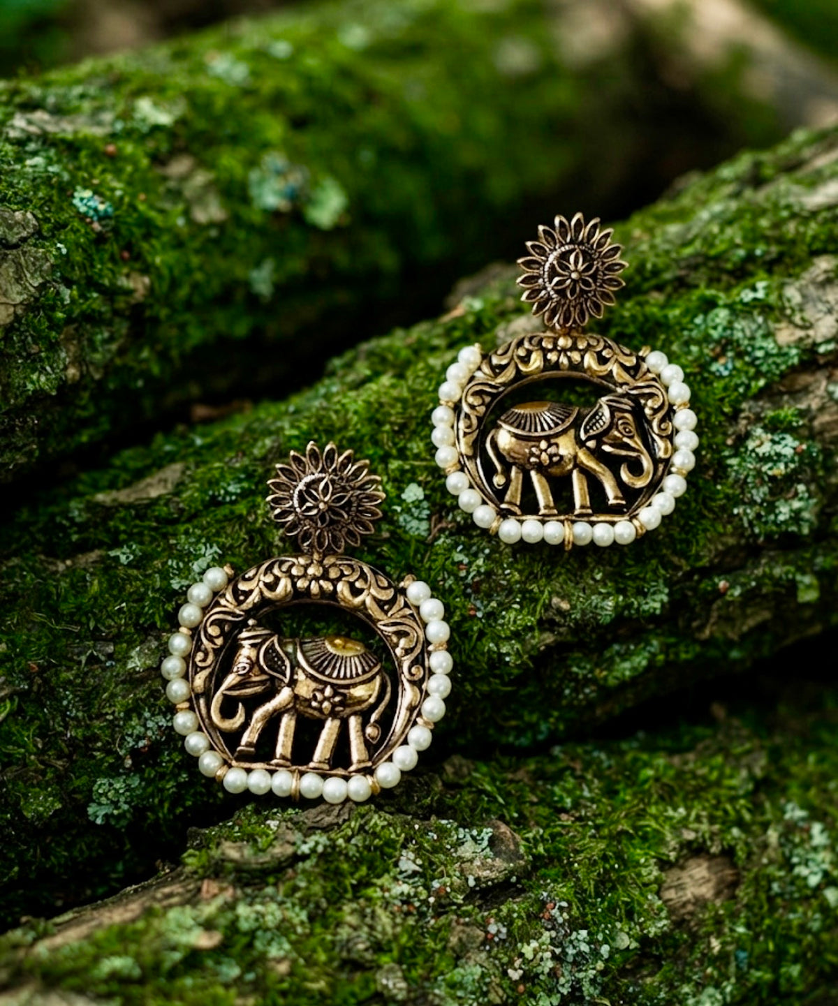 Gajraj Pearl Halo Statement Dangler Earrings