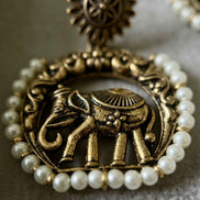 Gajraj Pearl Halo Statement Dangler Earrings