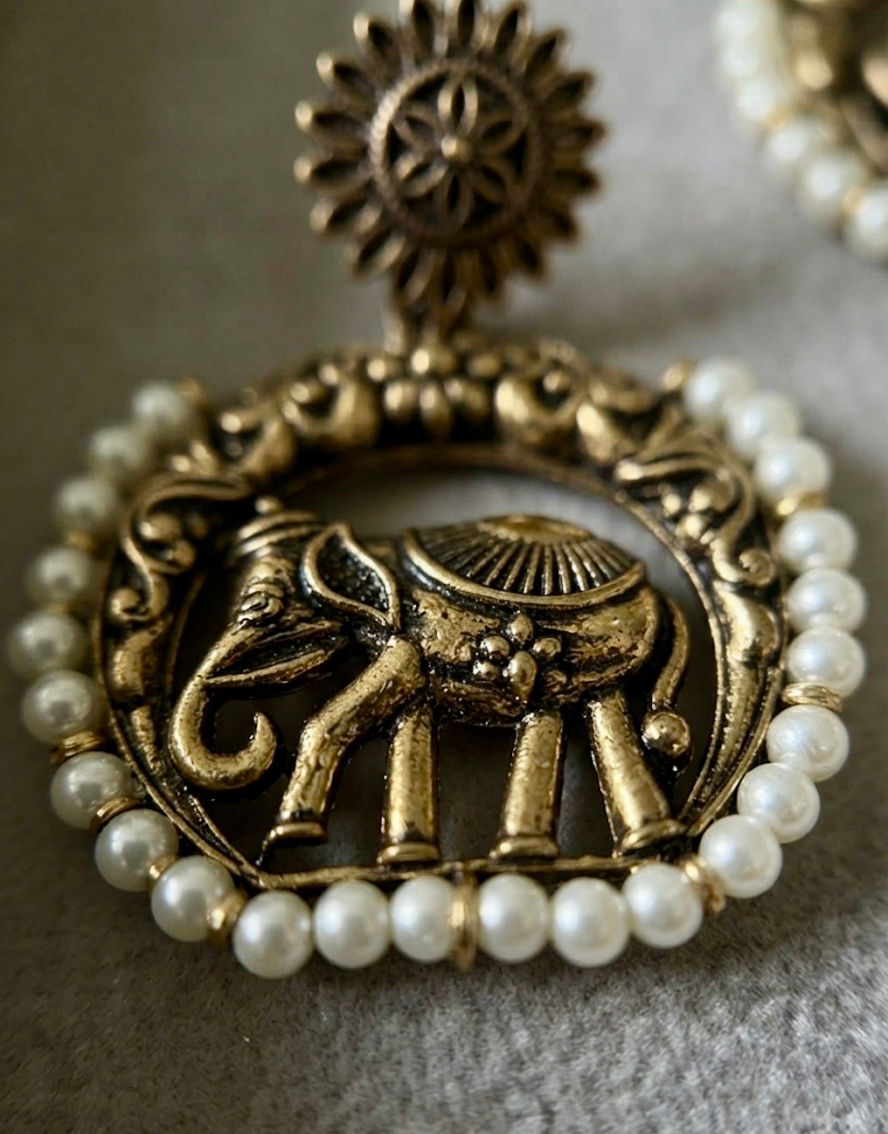 Gajraj Pearl Halo Statement Dangler Earrings