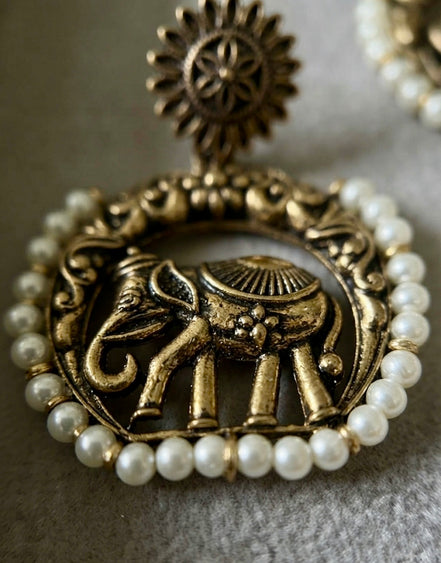 Gajraj Pearl Halo Statement Dangler Earrings