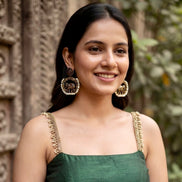 Gajraj Pearl Halo Statement Dangler Earrings