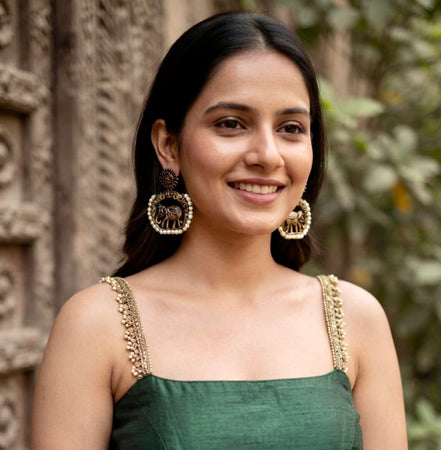 Gajraj Pearl Halo Statement Dangler Earrings