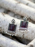 Rectangular Purple Stone Drop Earrings