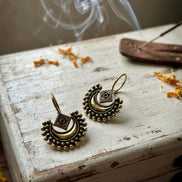 Oxidised Gold Chandbali Hook Earrings