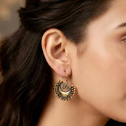 Oxidised Gold Chandbali Hook Earrings