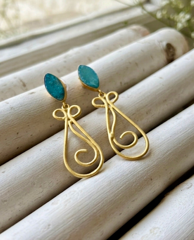 Brass Druzy Dangle Earrings