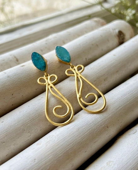 Brass Druzy Dangle Earrings