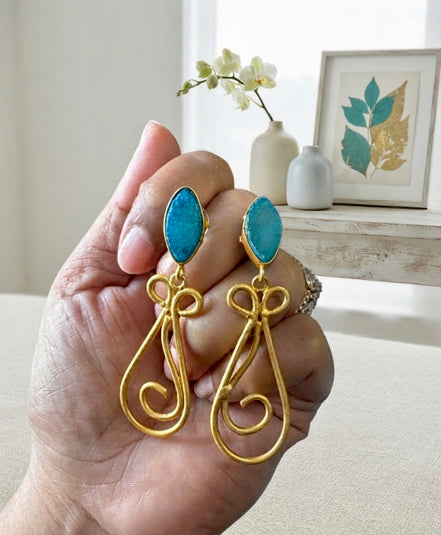 Brass Druzy Dangle Earrings