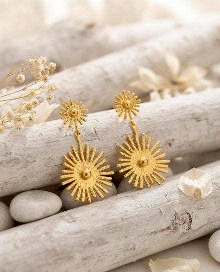 Sun Burst Stud Earrings