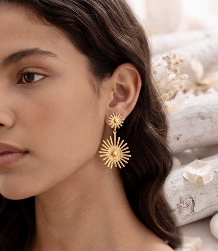 Sun Burst Stud Earrings