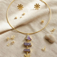 Amethyst Drop Choker Set With Earrings