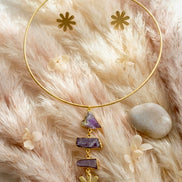 Amethyst Drop Choker Set With Earrings