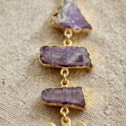 Amethyst Drop Choker Set With Earrings