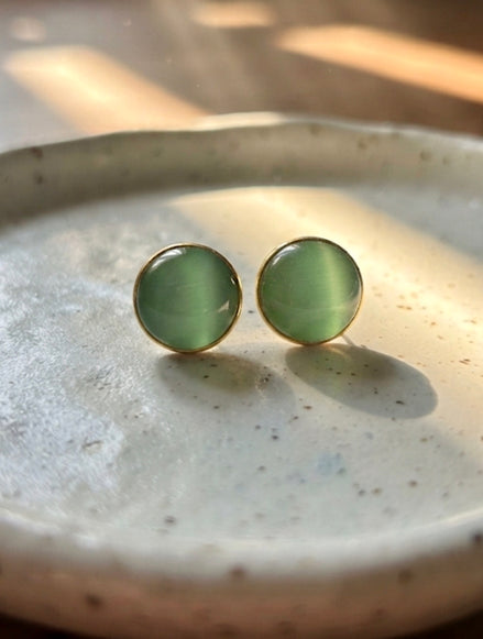 Sage Green Brass Studs