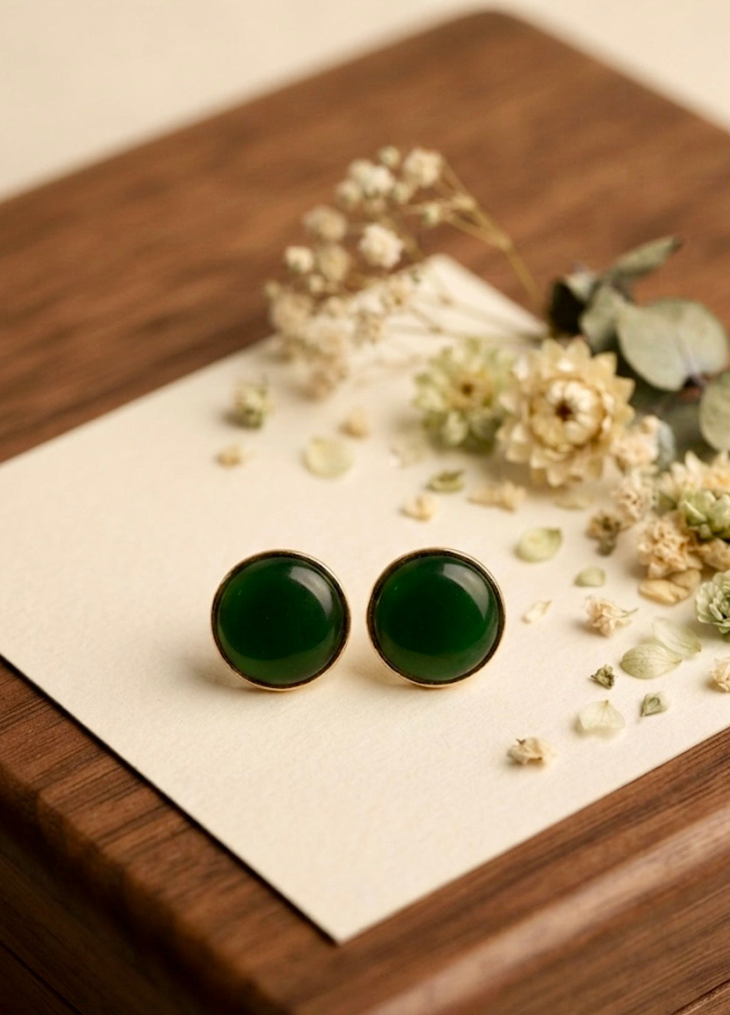 Emerald Green Brass Studs