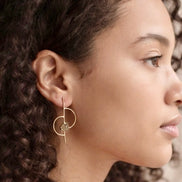 Aquamarine Gold Geometric Stick Earrings