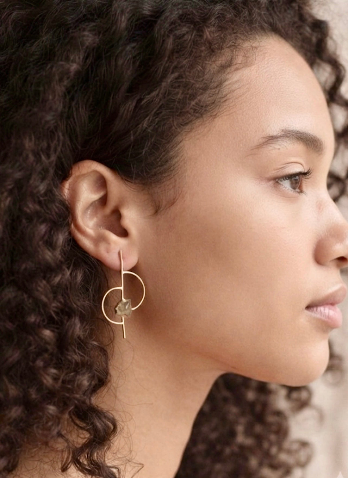 Aquamarine Gold Geometric Stick Earrings