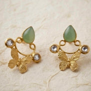 Sage Green Brass Earrings
