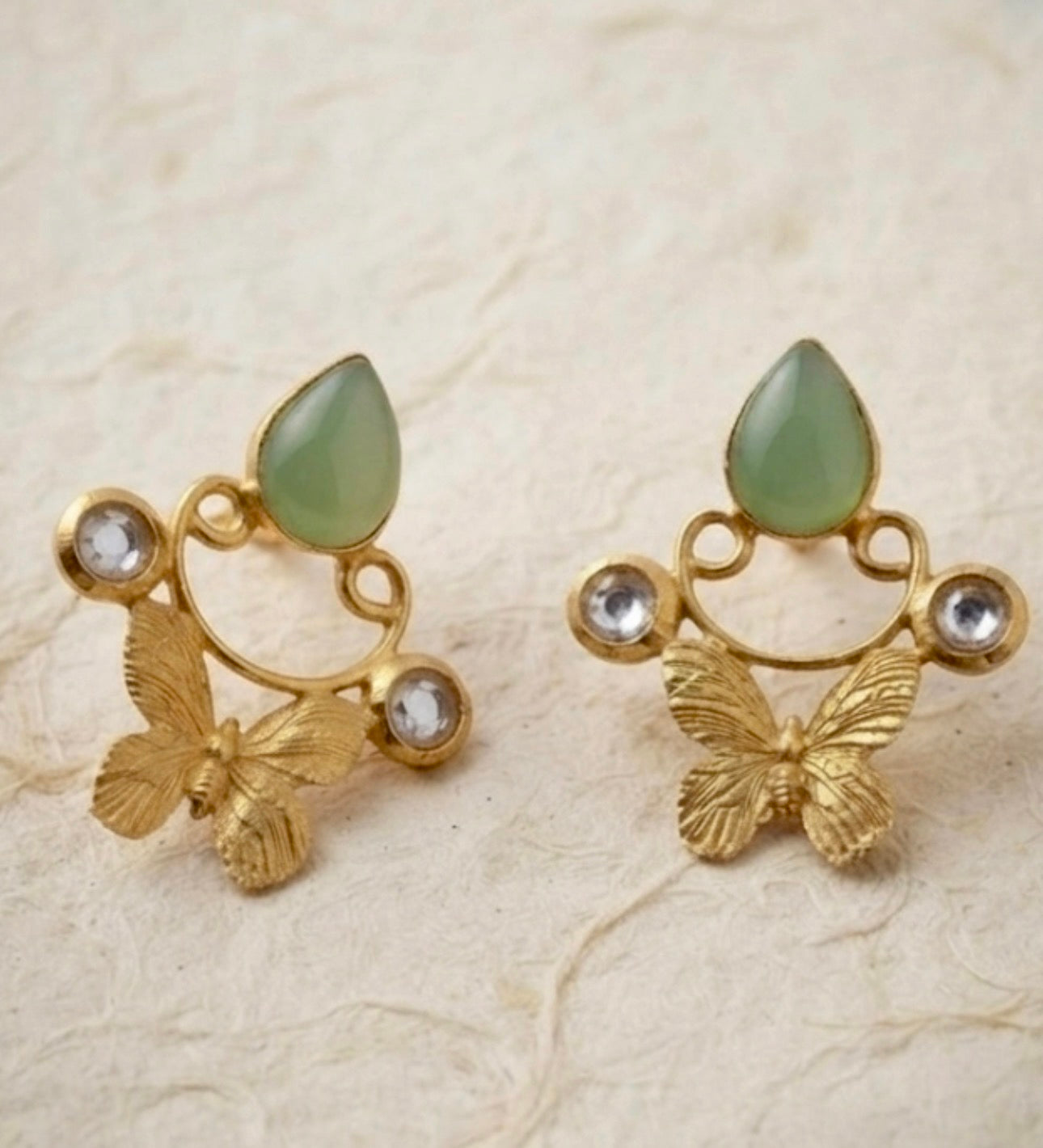 Sage Green Brass Earrings