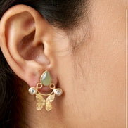 Sage Green Brass Earrings