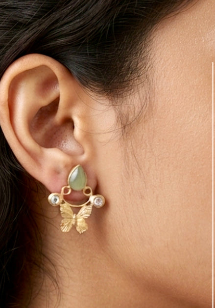 Sage Green Brass Earrings