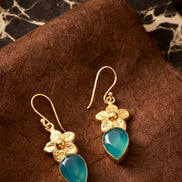 Aqua Blue Flower Drop Earrings