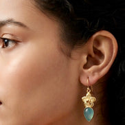 Aqua Blue Flower Drop Earrings
