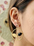 Rose Quartz and Black Onyx Mixed-Stone Leaf Hoop