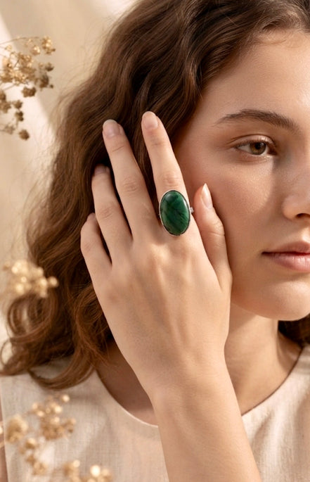 Emerald Moss Statement Ring