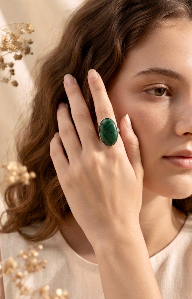 Emerald Moss Statement Ring
