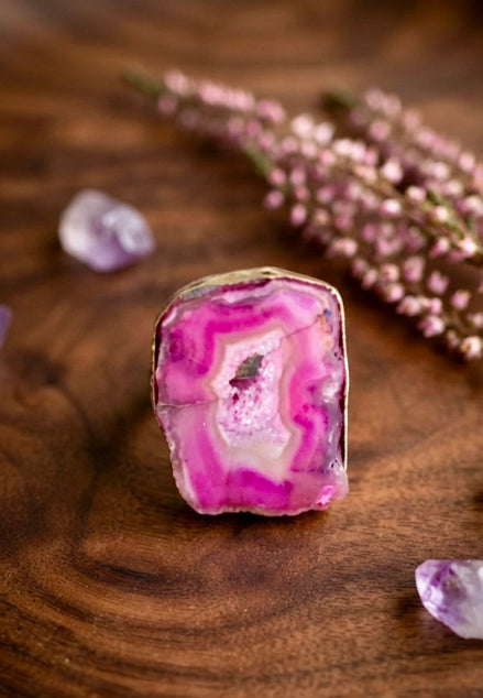 Pink Druzy Ring