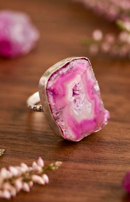 Pink Druzy Ring