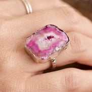 Pink Druzy Ring