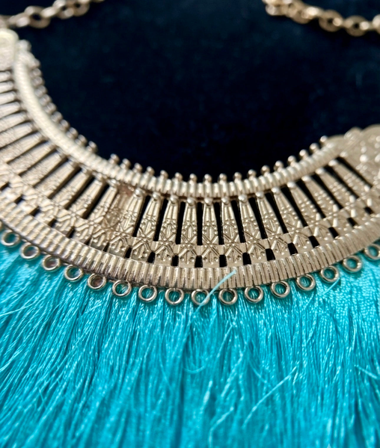Turquoise Tassel Bib Necklace