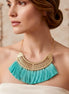 Turquoise Tassel Bib Necklace