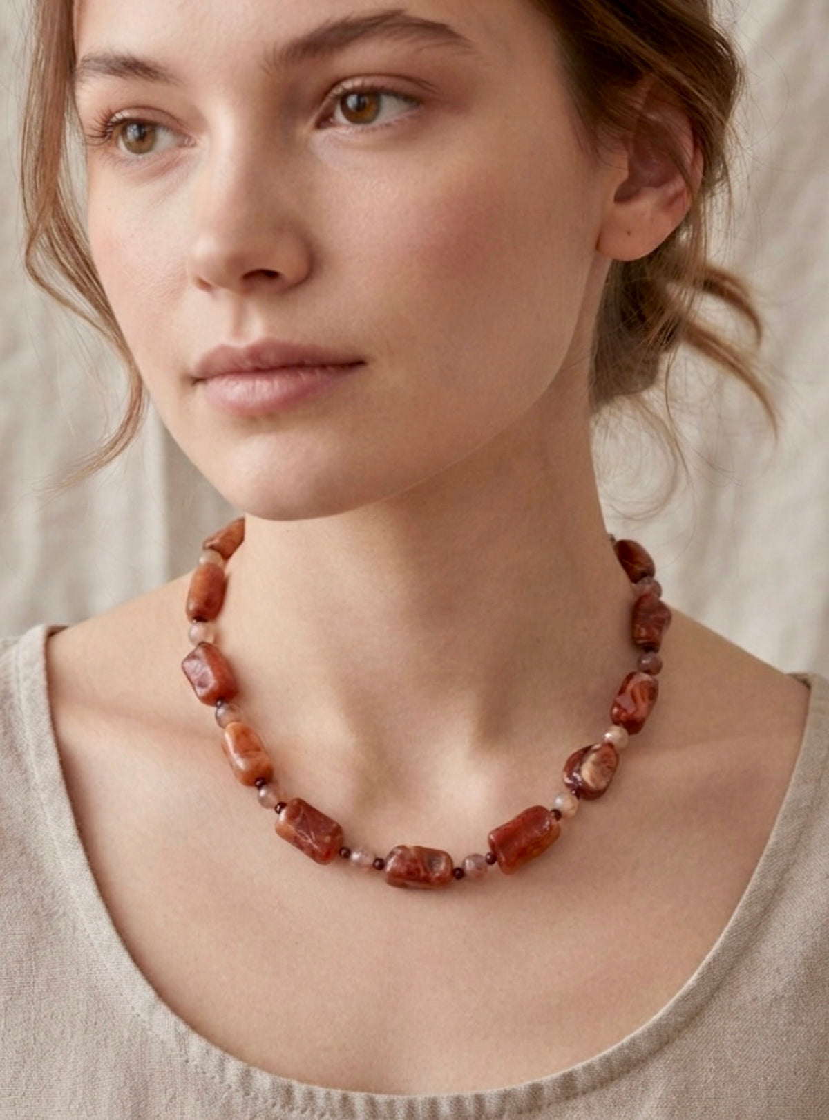 Brown Stone Statement Necklace