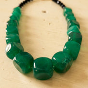 Emerald Green Chunky Resin Cube Statement Necklace.