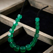 Emerald Green Chunky Resin Cube Statement Necklace.