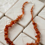 Carnelian Gemstone Long Necklace.