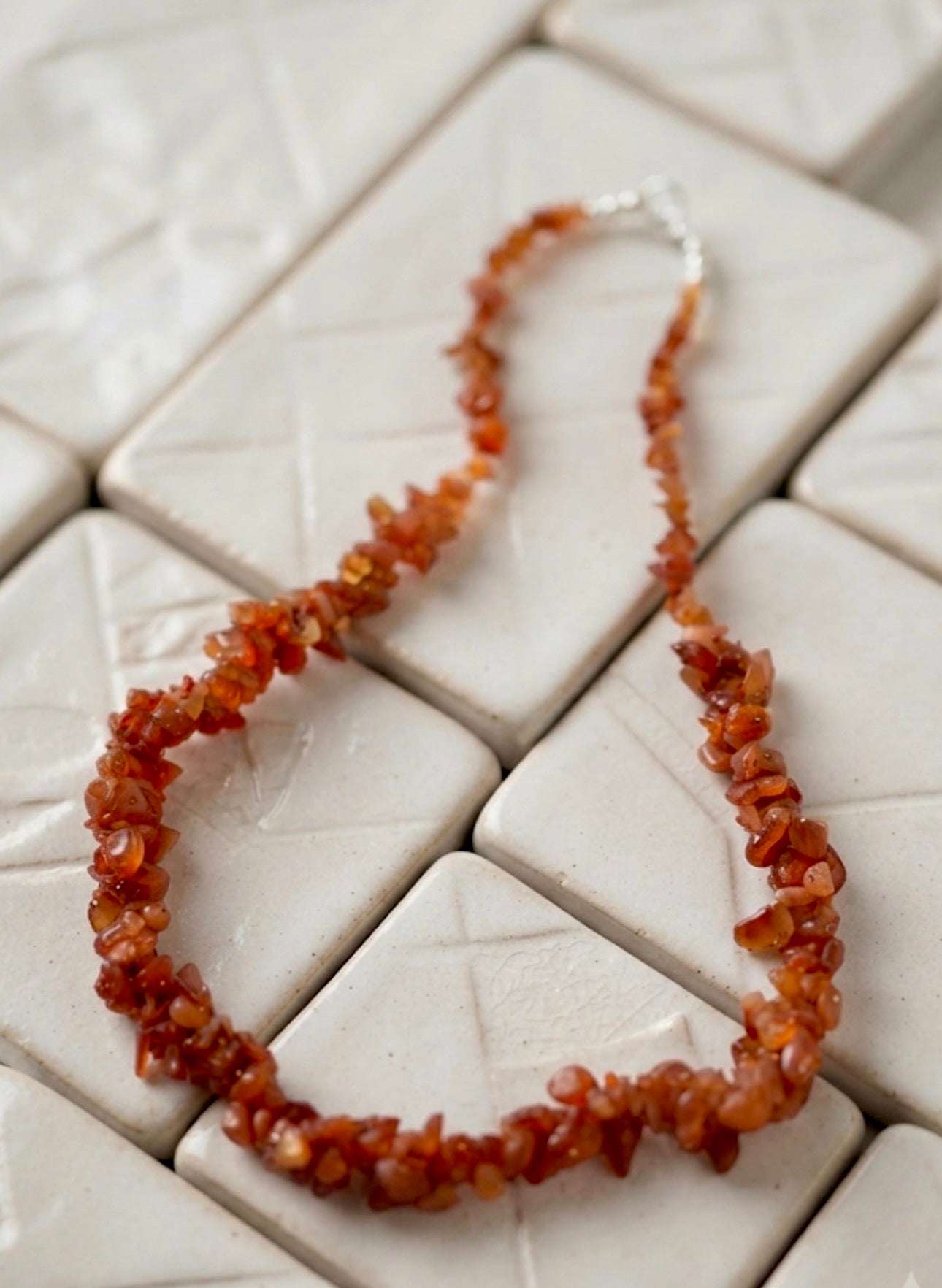 Carnelian Gemstone Long Necklace.