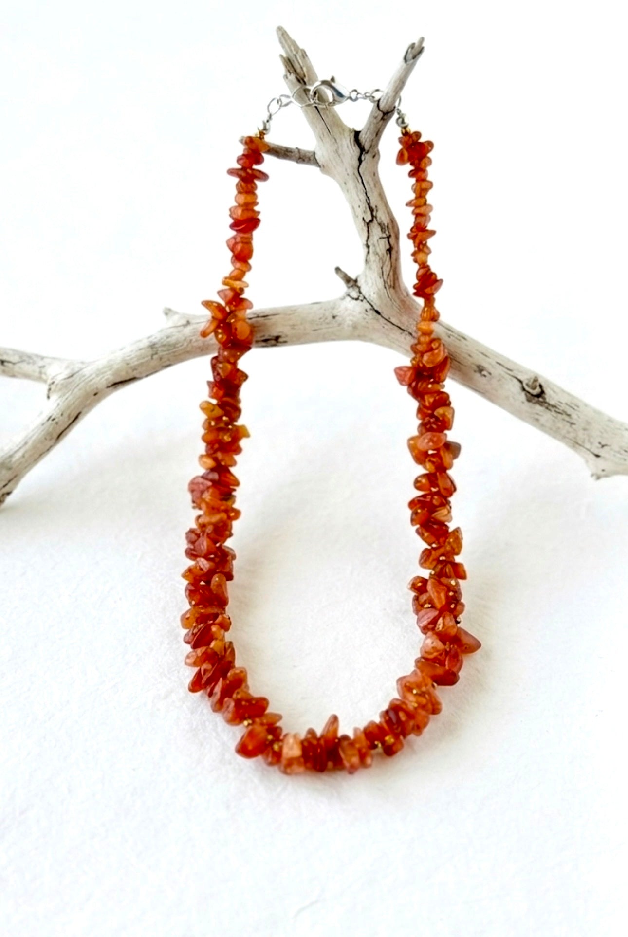 Carnelian Gemstone Long Necklace.